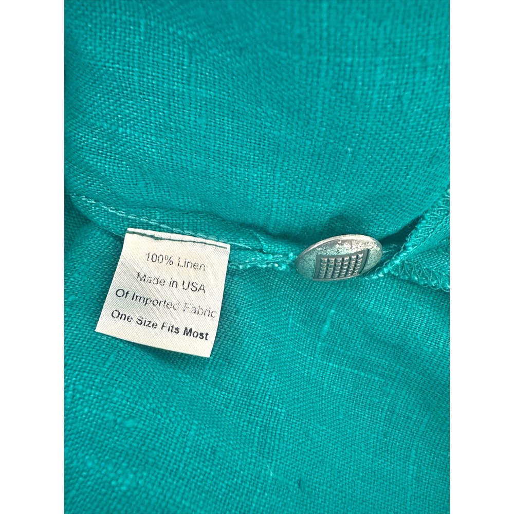 Itemz Chris Baumgartner Teal Linen Jacket Asymmetrical Lagenlook Art to Wear OS - Picture 8 of 8